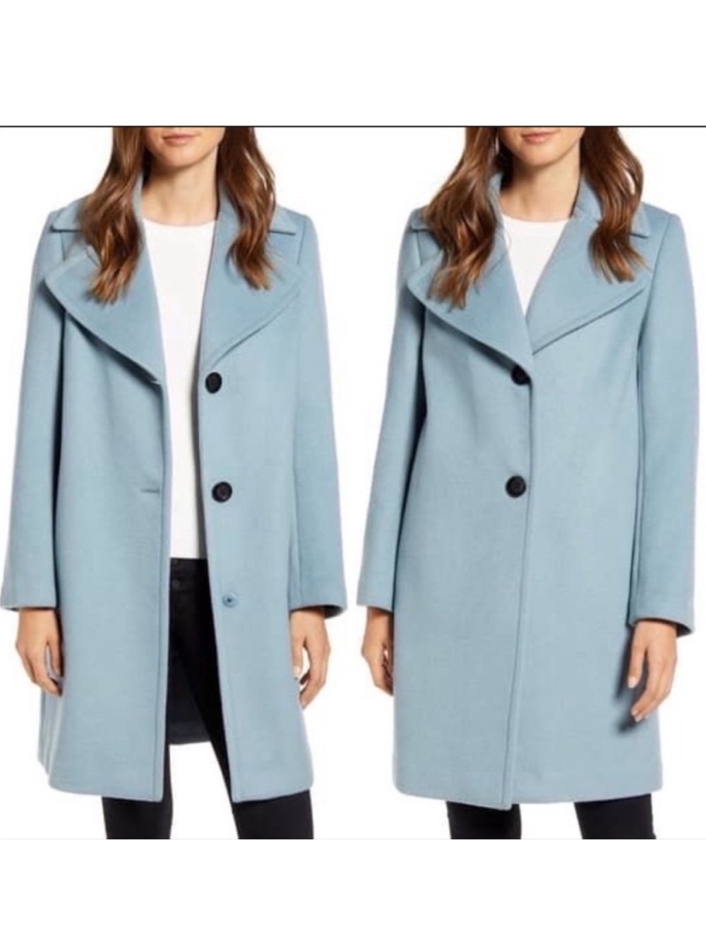 Sam Edelman Blue Single Breasted Wool Blend Peacoat Size 8